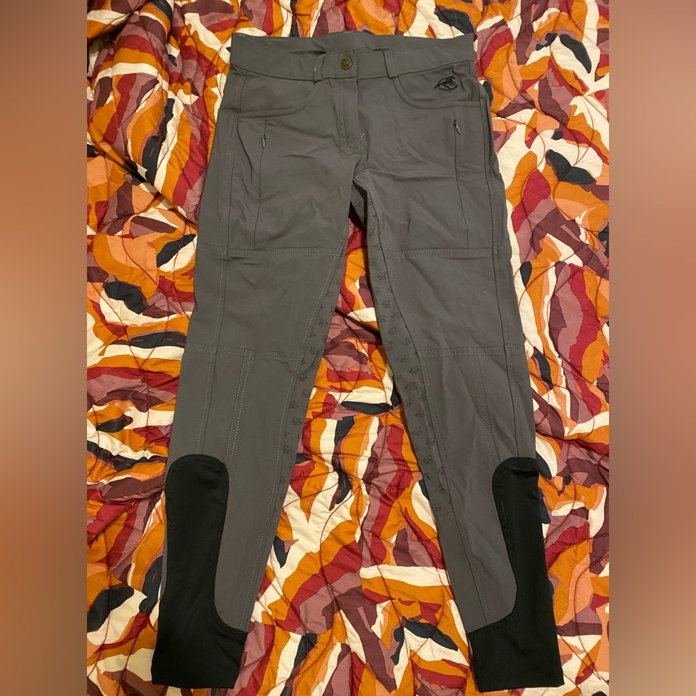 SmartPak Full Seat Silicone Piper Breeches Jodphurs Equestrian Purple Gray 28